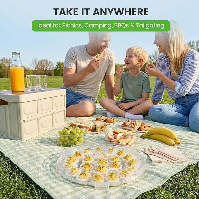 HAKSEN Deviled Egg Containers with Lid, 3PCS Deviled Egg Platter Carrier Holder Trays with 66 Slots for Party and Home Kitchen, Clear