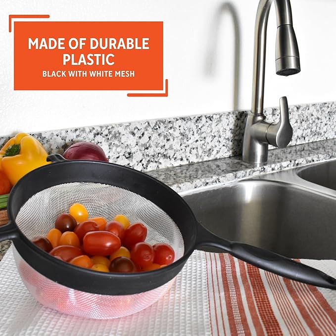 IMUSA USA IMU-71134 Plastic Strainer 7-Inch, Black
