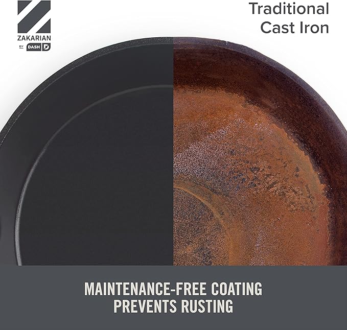 Zakarian By Dash 14” Nonstick Cast Iron Wok for Restaurant Quality Stir Fry, Seafood, Deep Frying, and Steaming - Blue