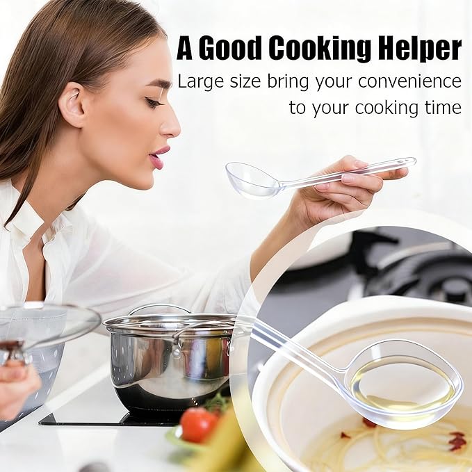 Large Plastic Serving Spoons,Disposable Heavy Duty Serving Spoons,Long Handle Scoop Soup Rice Ladle for Party Catering Buffet Restaurant,20 Pieces (Clear)