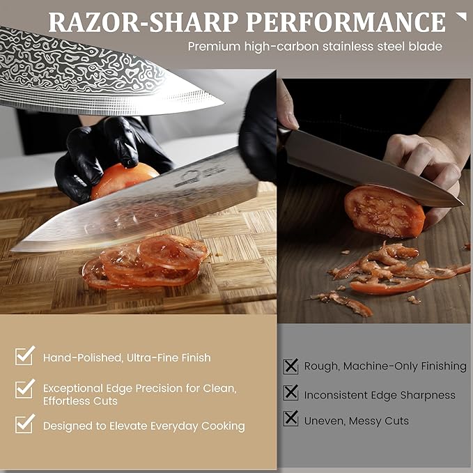 Amorston 22 Pieces Knife Set, Laser Engraved High Carbon Stainless Steel Knife Block Set, Full Tang Professional Kitchen Knife Set with Built-in Sharpener