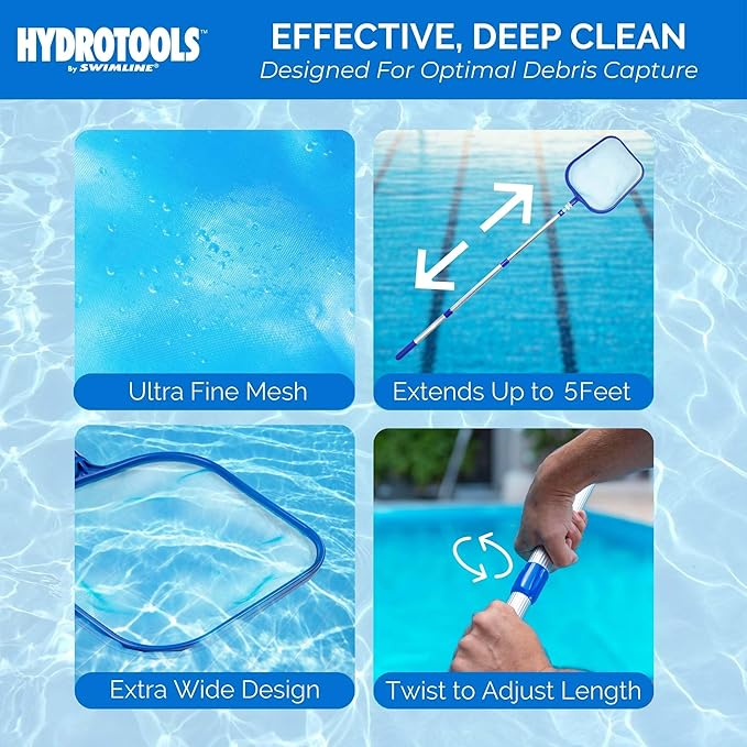 Swimline Leaf Skimmer with 48" Adjustable Aluminum Telescopic Pole
