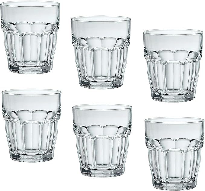 Bormioli Rocco Rock Bar Stackable Double Old Fashioned Glasses, 13 1/4 Ounce, Set of 6