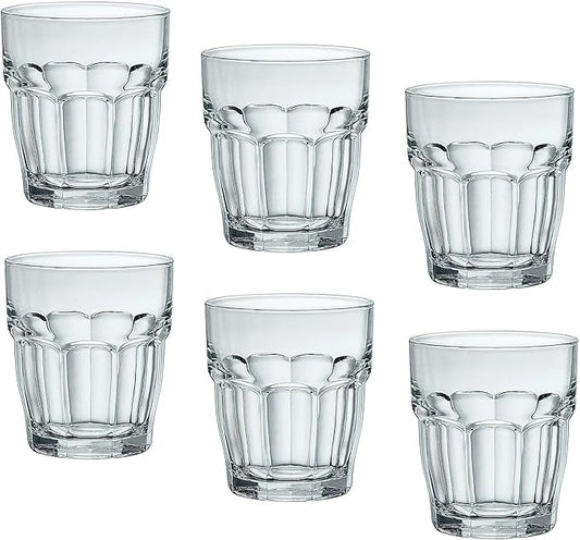 Bormioli Rocco Rock Bar Stackable Double Old Fashioned Glasses, 13 1/4 Ounce, Set of 6