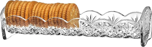 Godinger Dublin Cracker Tray, Snack Dish, Crystal Serving Tray for Crackers, Appetizers, Snacks & Entertaining