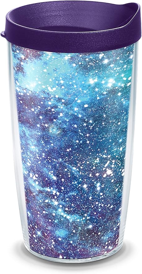Tervis Purple Galaxy Made in USA Double Walled Insulated Tumbler Travel Cup Keeps Drinks Cold & Hot, 16oz, Classic