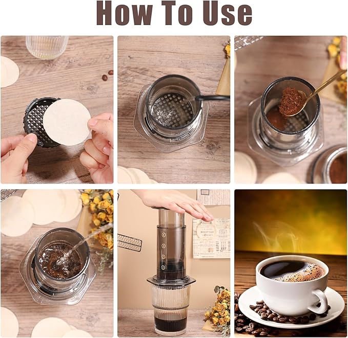 600Pcs Unbleached Coffee Filters, Replacement Round Coffee Filters, Disposable Paper Filters Compatible with Aerobie Aeropress Coffee Filter and Espresso Maker