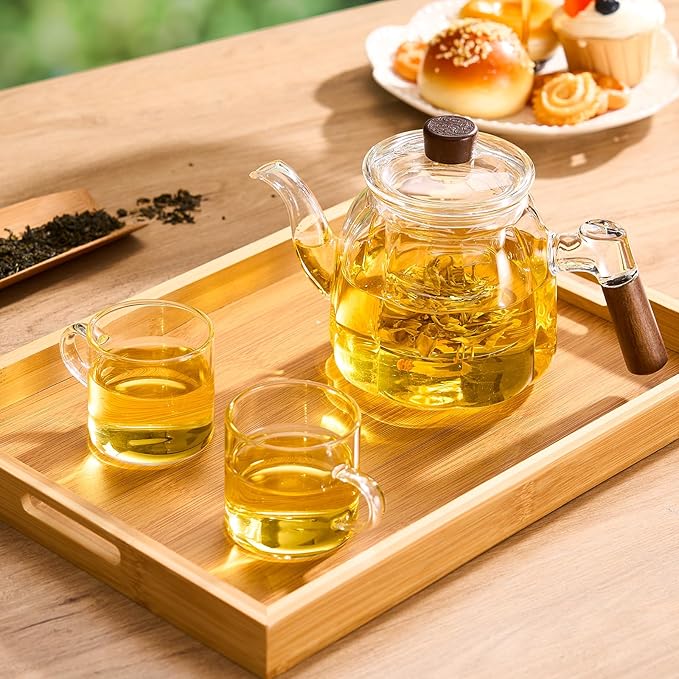 PARACITY Glass Tea Cups Set of 2, 4.3oz Clear High Borosilicate Glass Teacups with Handle, DIshwasher Safe Tea Cup for Espresso Cappuccino Latte Juice