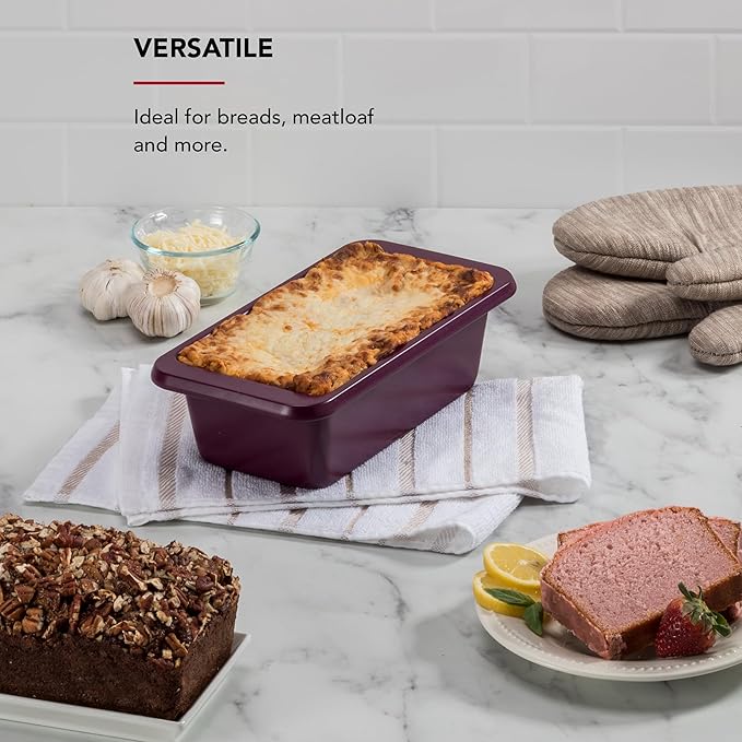 KitchenAid Nonstick Swiss Engineered Aluminized Steel Loaf Pan, Dishwasher Safe, 9 x 5 Inch, Beetroot