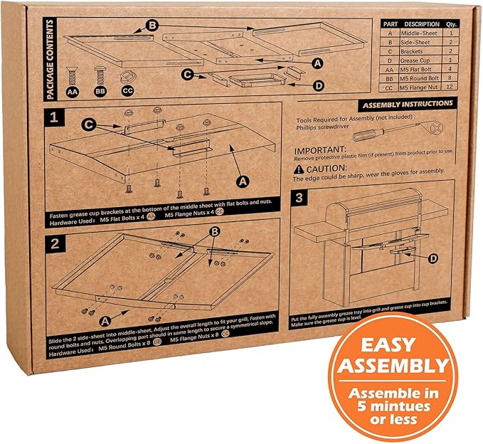Grease Tray with Catch Pan - Dyna Glo Grill Replacement Parts, Adjustable Stainless Drip Pan for Gas Grill Models from Dyna Glo, Nexgrill, Expert Grill, Kenmore, BHG and More (Width 24"-30")