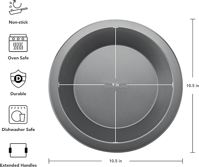 KitchenAid Nonstick Swiss Engineered Aluminized Steel Pie Plate, Dishwasher Safe, Contour Silver, 9 Inch