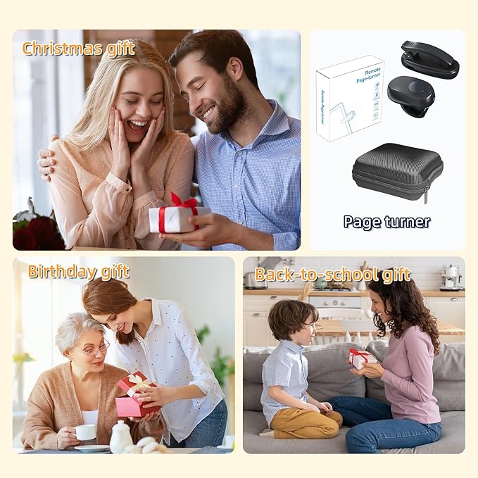 Kindle Page Turner Ring — Finger-Wear Click Controller for Comfortable One-Hand Page Turning, Ring Style Design for Reading in Bed or on the Couch（Black）