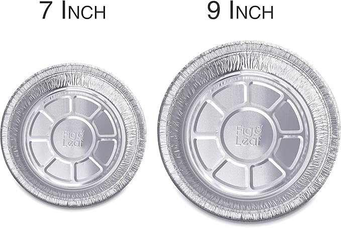 Fig & Leaf (45 Pack) Premium 9-Inch Round Foil Pans with Plastic Dome LIDS l Heavy Duty l Disposable Aluminum Tin for Roasting, Baking, Cake or Cooking