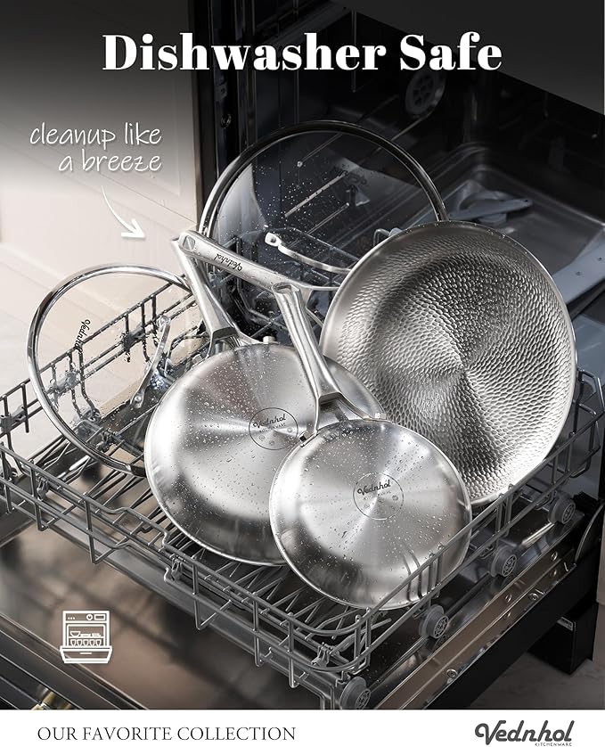 Titanium Pans set, 8 Pcs Pure Titanium Hammered Pro with Lids, Non Stick Skillet for Cooking, Non-Toxic, PFAS/PFOA/PTFE Free Cookware, Dishwasher&Oven Safe, Kitchen Induction Compatible