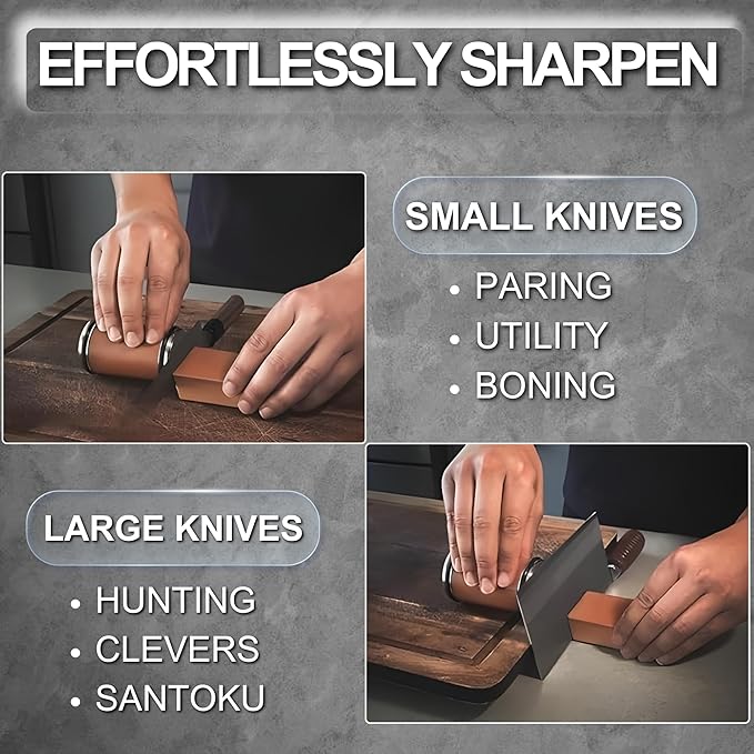 Rolling Knife Sharpener – High Carbon Stainless Steel Kitchen Knife Sharpener with 400,1000 Diamond & 3000 Ceramic Discs, 15° & 20° Sharpening Angles, Knife Sharpening Kit