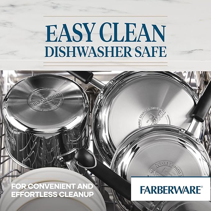 Farberware Brilliance Stainless Steel Saucepan/Saucepot with Side Spouts for Easy Pouring, 1 Quart, Dishwasher Safe and Induction Ready, Compatible with All Cooktops, Stainless Steel