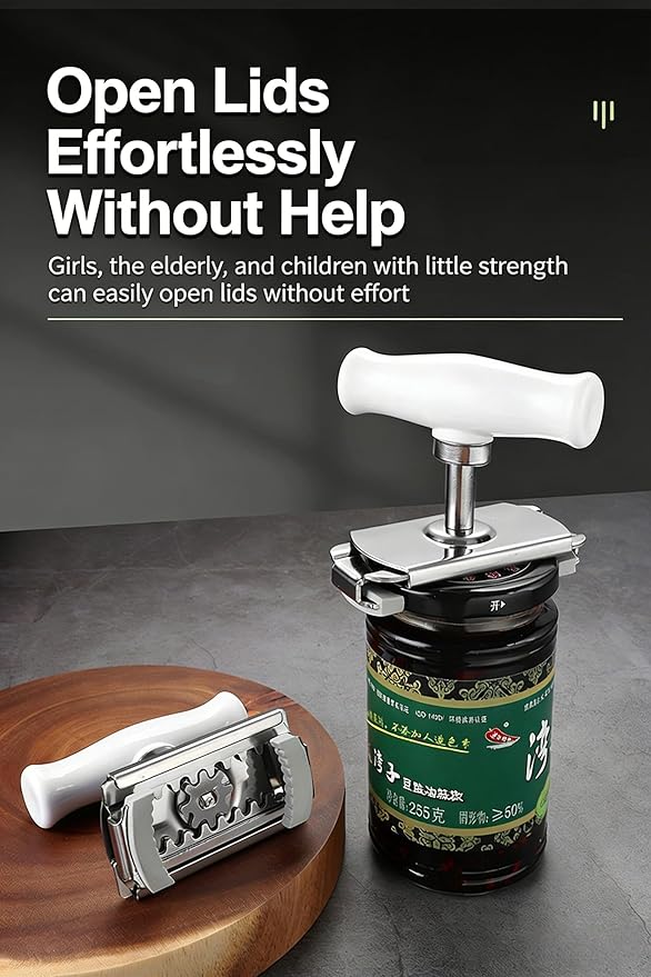 Cap Crack Jar Opener 2026 New Adjustable Multi-Lid Can Opener for Weak Hands - Ergonomic Non-Slip Grip, One-Hand Operation, Opens Bottles Cans Jars Effortlessl (White Anti-Slip)