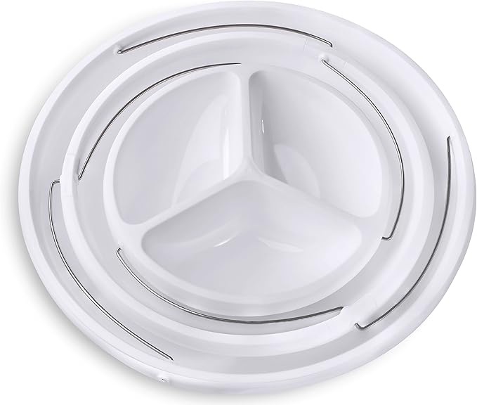 Masirs 3-Tier Collapsible Bowl: Decorative Design Folds for Minimal Storage. Ideal for Serving Snacks, Salad, and Fruit. Top Bowl Divided into Three Sections. (Pack of 2)