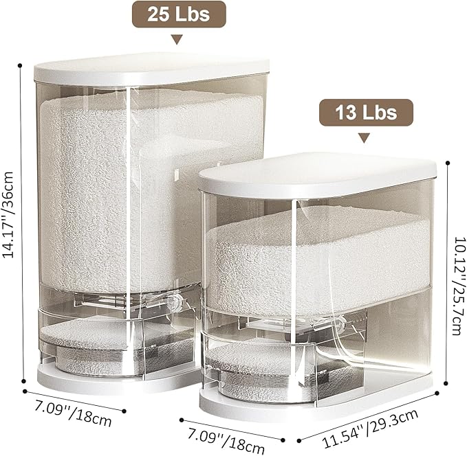 Rice Dispenser 22-25 Lbs Rice Storage Container with Measuring Cup Moisture Proof, Large Cereal Dry Food Storage, Household Airtight Food Dispenser Bucket for Kitchen Pantry Organization