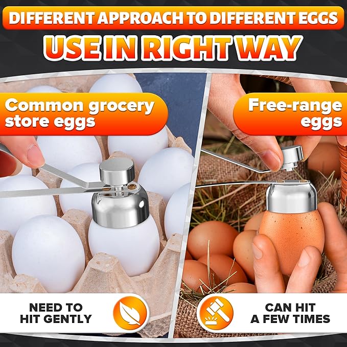 Egg Cracker Tool for Raw Eggs - Egg Shell Opener for Soft-Boiled Shell Tops, Stainless Steel Topper with Adjustable Effort - Clean Cut Design for Breakfast Prep, Custards, Baking & Home Kitchen Tasks