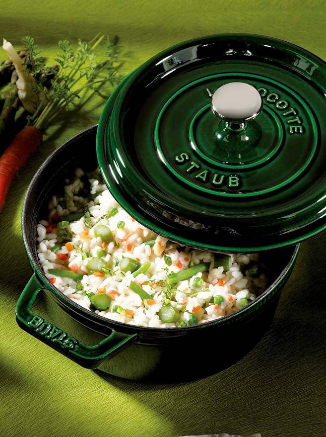 Staub Cast Iron 2.75-qt Round Cocotte - Basil, Made in France