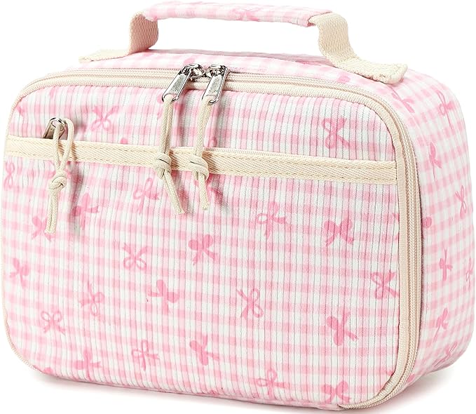 LEDAOU Lunch Box Kids Insulated Lunch Bag Girls Toddler Reusable Lunchbox for School Picnic Hiking (Bowknot-Pink)