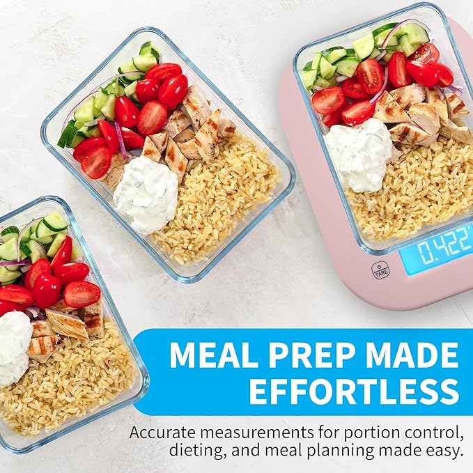 Smart Weigh Pink Digital Kitchen Scale for Cooking, Weight Loss, Calorie Tracking, Baking, Food Portion Control, and Meal Prep - Accurate Measurements in Grams and Ounces