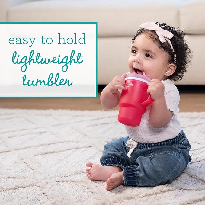 Infantino My 1st Tumbler, Durable Plastic Sippy Cup with Straw & Handle, Spill-Resistant, for On-The-Go, BPA-Free Transition Baby Cup, Hibiscus
