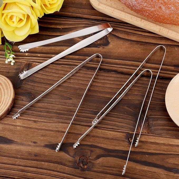 4pcs Egg Chalaza Remover Tongs, 5.98 Inch Toothed Stainless Steel Eggshell Fragment Membrane Cracker Separators Multipurpose Kitchen Separation Tool for Food Cooking Pastry Cake Bakers Chefs(Silver)