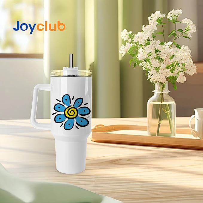 Joyclub 4 Pack 40oz Sublimation Tumbler with Handle Insulated Large Tumbler Bulk, Coffee Travel Cups Stainless Steel Travel Mug for Diy Craft Heat Press Print