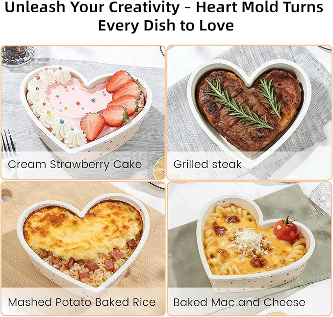SJ 2P Silicone Heart Shaped Cake Pans, 6 Inch Nonstick Cake Pan, BPA Free Silicone Heart Cake Baking Mold for Oven Dishwasher Safe-Heartdot