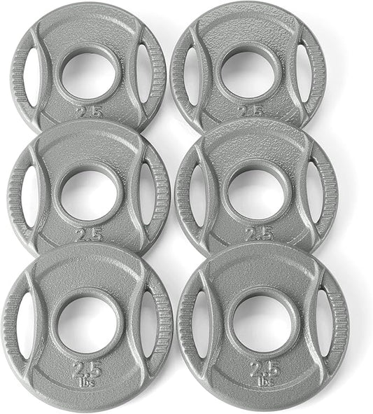 Amazon Basics 2-Inch Olympic Cast Iron Grip Weight Plates