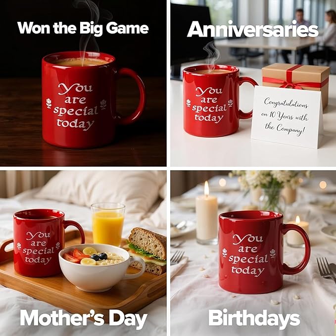 You Are Special Today Red Plate and Cup Set – Original Celebration Dish – Iconic Gift for Birthdays, Mother's Day & Milestones – German Ceramic Tradition – Dishwasher Safe
