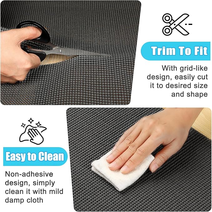 Songrey Non-Adhesive Drawer and Shelf Liner, Non Slip Cabinet Liners, Protect Kitchen Cupboard, Bathroom Drawers, Breathable, Thick Strong Grip mat (20IN x 30FT, Black)