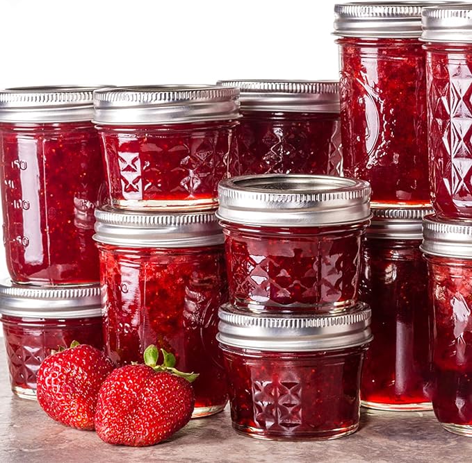Accguan 4oz / 120ml Mason Jars Glass Canning Jars, Jelly Jars With Regular Lids, Ideal for Honey,Jam,Wedding Favors,Shower Favors, Set of 40
