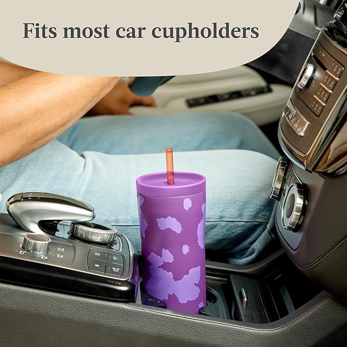 Contigo x Ally Love Streeterville Stainless Steel Tumbler with Straw, Easy Clean Lid, Leak Proof, BPA Free, 24oz, Violet