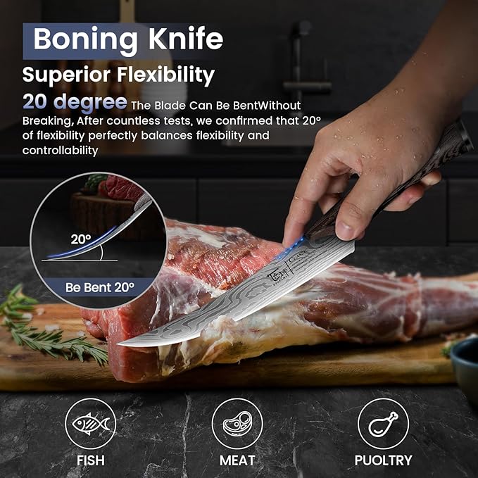 Butcher Knife Set, 3 PCS Kitchen Knives Set for Cutting, Meat Cleaver Chef Knife Set, Japanese Style High Carbon Steel Knives Set, Chopping & Slicing & Boning for Home and BBQ, Ideal Gift