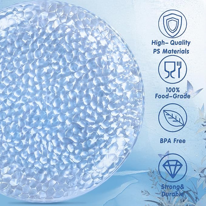 Rubtlamp 60Pcs Easter Plastic Blue Plates, Heavy Duty Disposable Plates, Blue Hammered Party Plate Include 30 Dinner Plate, 30 Dessert Platos, Fancy Disposable Platos For Spring
