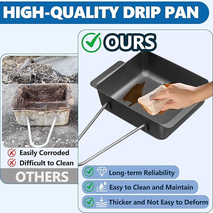 SafBbcue Grill Drip Pan for Nexgrill 720-0830H 720-0830D 720-0888S 720-0898 Grease Tray Replacement Parts, Grease Catcher for Home Depot Nexgrill 720-0882A 720-0925P Cuisinart CGG-7400 with Liners