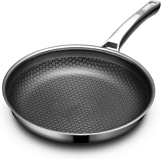 Non Stick Frying Pans 12 inch, Hybrid Frying Skillets Nonstick,non stick Stainless Steel Braiser Pans, Dishwasher and Oven-Safe Chef Pan, Induction Compatible Cooking Pan, PFOA Free