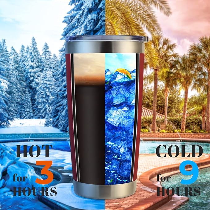 DOMICARE 20oz Stainless Steel Tumbler Bulk with Lid, Double Wall Vacuum Insulated Travel Mug, Powder Coated Coffee Cup, Powder Red, 4 Pack