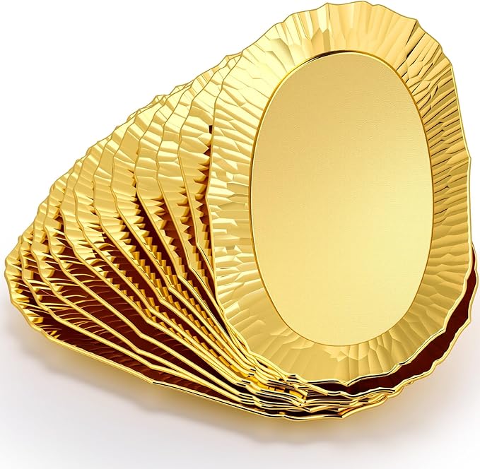 12 Pcs Gold Plastic Serving Tray Bulk, 14.5" x 8.6" Rectangle Gold Party Platters Reusable Decorative Dessert Table Serving Trays Snack Food Tray for Cupcake Cookie Wedding Birthday Party