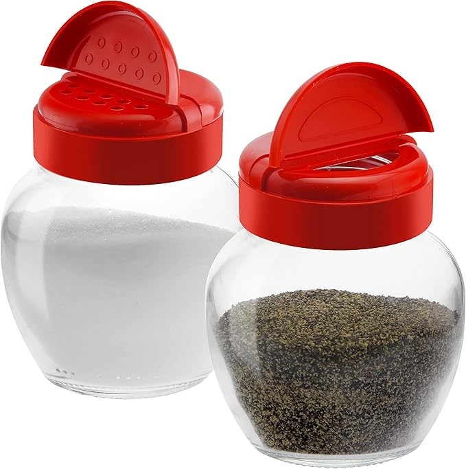 Tibello Glass Spice Jars, 7oz Spice Bottles With Dual Lid Sifter Shaker And Spoon Opening - Pack of 2