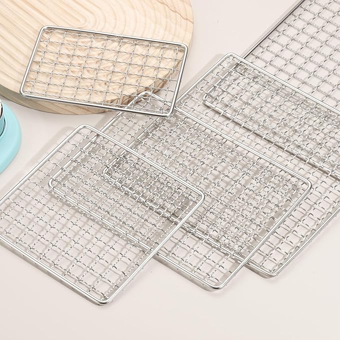 uxcell Cooling Racks, 5.9" x 5.9" Stainless Steel Barbecue BBQ Grill Net Mesh Rack Grate for Cooking, Roasting, Grilling, Oven & Dishwasher Safe, Silver