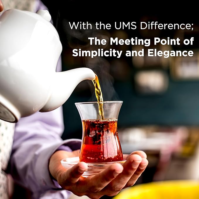 ums Turkish Tea Glass Set, Slim Waist Design and Thick Sole Prevent Tea From Getting Cold, Easy to Keep for 48 People, 48 Saucers, 48 Glasses, Useful Set (96 Pieces)
