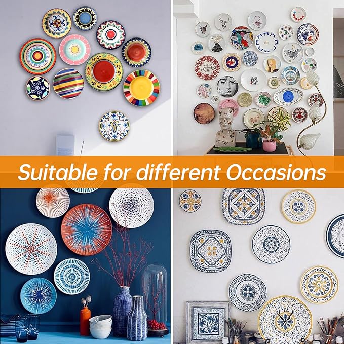 Bilillo 4 Pack Plate Hangers for the Wall, Suitable for 9-11 inch Art Plate, Stainless Steel Invisible Heavy Duty Wire Plate Holder with Wall Hooks, Plate Hangers for Displaying Plates