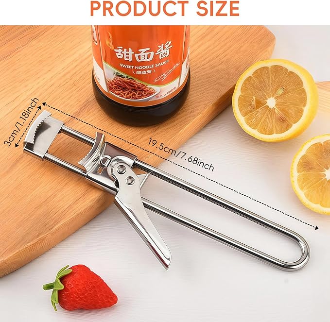2 Pack Adjustable Stainless Steel Jar Opener for Seniors with Arthritis, Manual Lid Remover with Non-Slip Clamp, Easy Grip Bottle Opener Gadget for 0.8" to 4" Weak Hands
