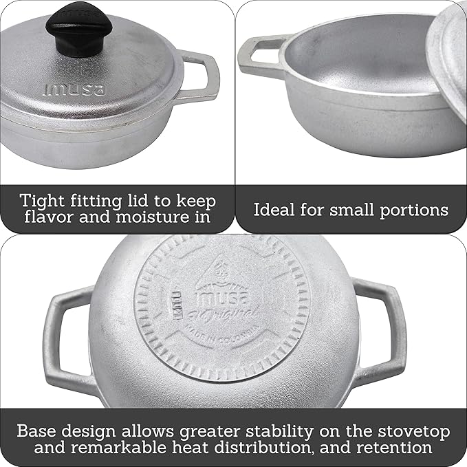 IMUSA (12 PACK) 0.7Qt Traditional Colombian Mini Caldero (Dutch Oven) for Cooking and Serving, 0.7 Quart, Silver (GAU-80560KIT)