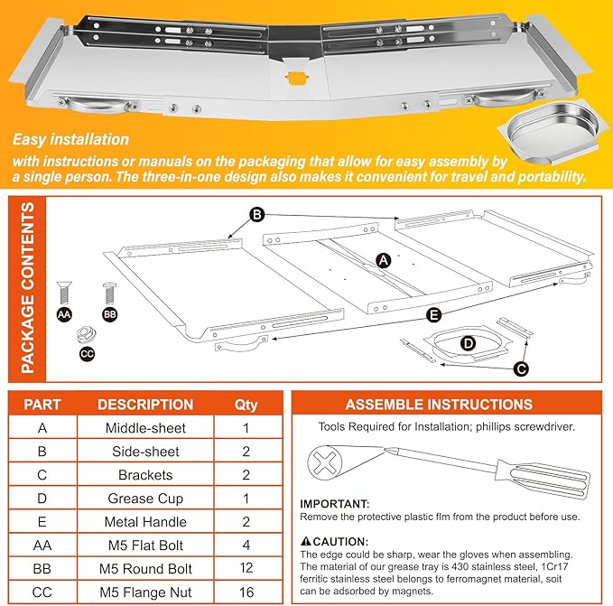Suranew Grease Tray Replacement for Dyna Glo, Dynaglo, Nexgrill & Expert Grill Parts - Universal Drip Pan with Catch Pan for 4/5 Burner Gas Grills (Kenmore, BHG, 24"-30") Corrosion-Resistant