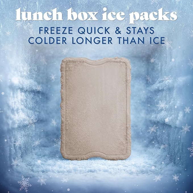 Cool Coolers by Fit & Fresh XL Slim Ice Packs, Quick Freeze Reusable Ice Packs for Lunch Boxes & Coolers, Long-Lasting, Space Saving Cooler Ice Packs, Taupe, 4Pk